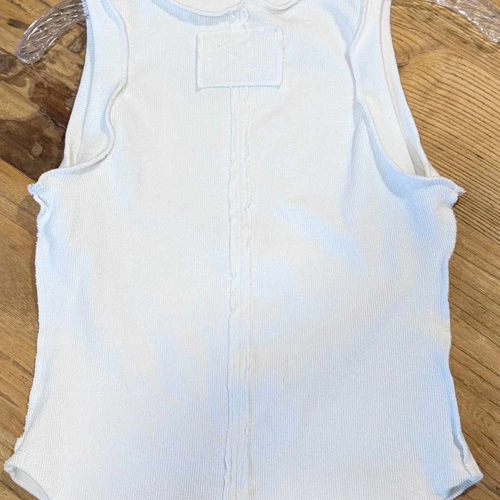 Kids White Ribbed Tank Top - Picture 2 of 6